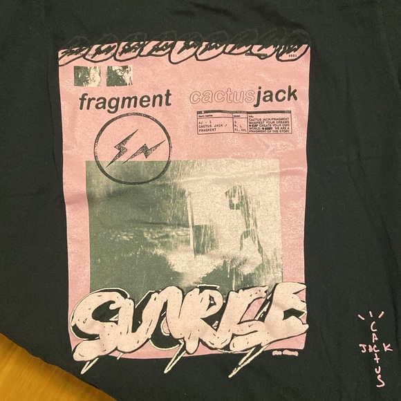 Cactus Jack by Travis Scott For Fragment Pink Sunrise Tee 'Black' - Picture 4 of 4